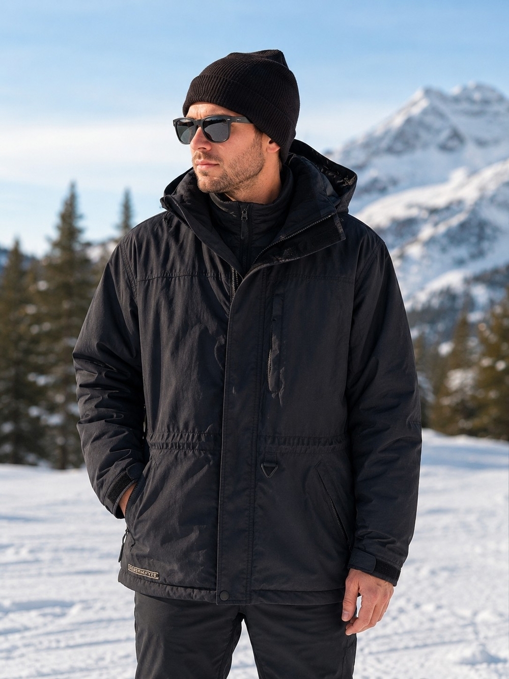Obermeyer Men's XL Black Hooded Waterproof Ski Snow Jacket A15 HydroBlock